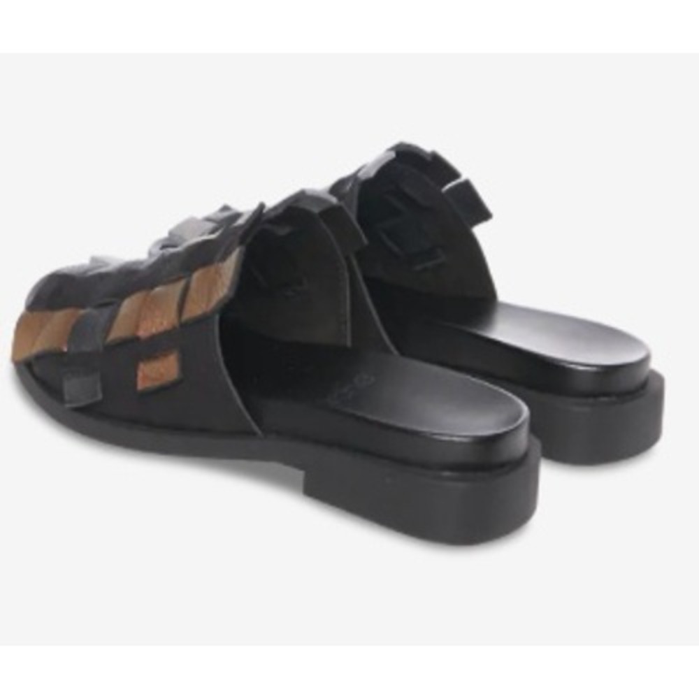 Arche Makkho Woven Leather Slide Sandals Black Bronze Silver Metallic Flat EU 37 - Picture 13 of 14